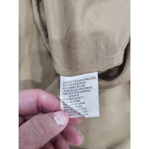 SIGRID OLSEN Pants Silk Linen Tan Mid-rise Lined Trousers Women's 10 - Picture 6 of 7